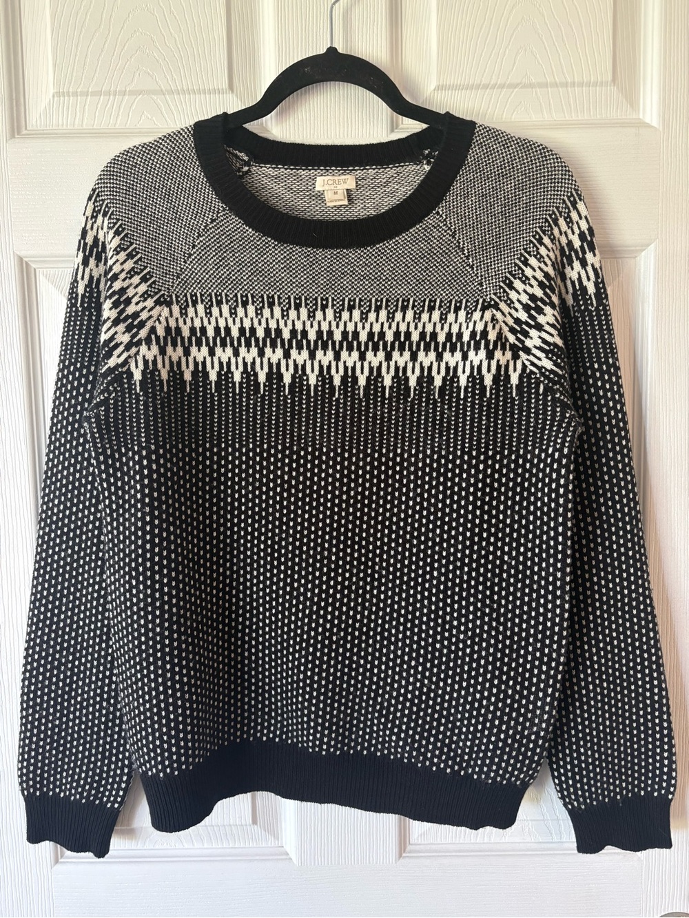 J. Crew Black and White Wool Blend Crewneck Sweater Size Medium